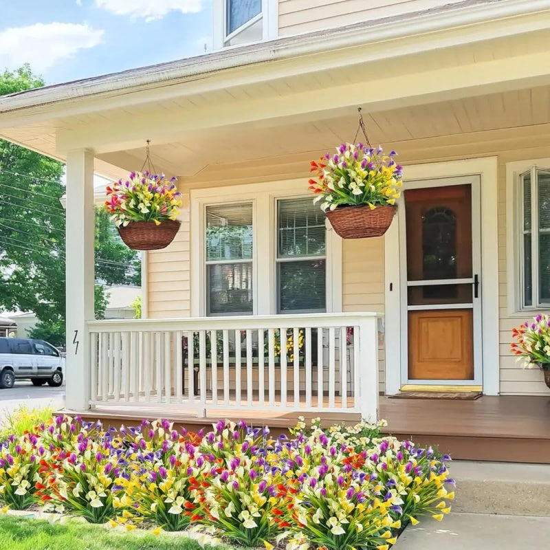 5 Bundles Artificial Calla Lilly Realistic UV Resistant Fake Flowers Faux Plastic Long Stem Plants For Indoor Planter Home Porch Yard Spring Summer Cemetery Decor - The Peppermint Room