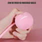 Hand holding pink weighted jump rope ball that can be used as massage balls