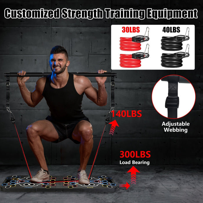 Multifunctional Push Up Board Home Strength Training Equipment With 15 Fitness Accessories Pilates Bar Resistance Band Roller Wheel Full Body Workout Home Gym Equipment - The Peppermint Room