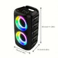 Wireless speaker with subwoofer and colorful LED light show, portable boombox with handle for outdoor parties