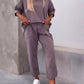 Two-piece Solid Color Round Neck Cropped Pants Set - The Peppermint Room