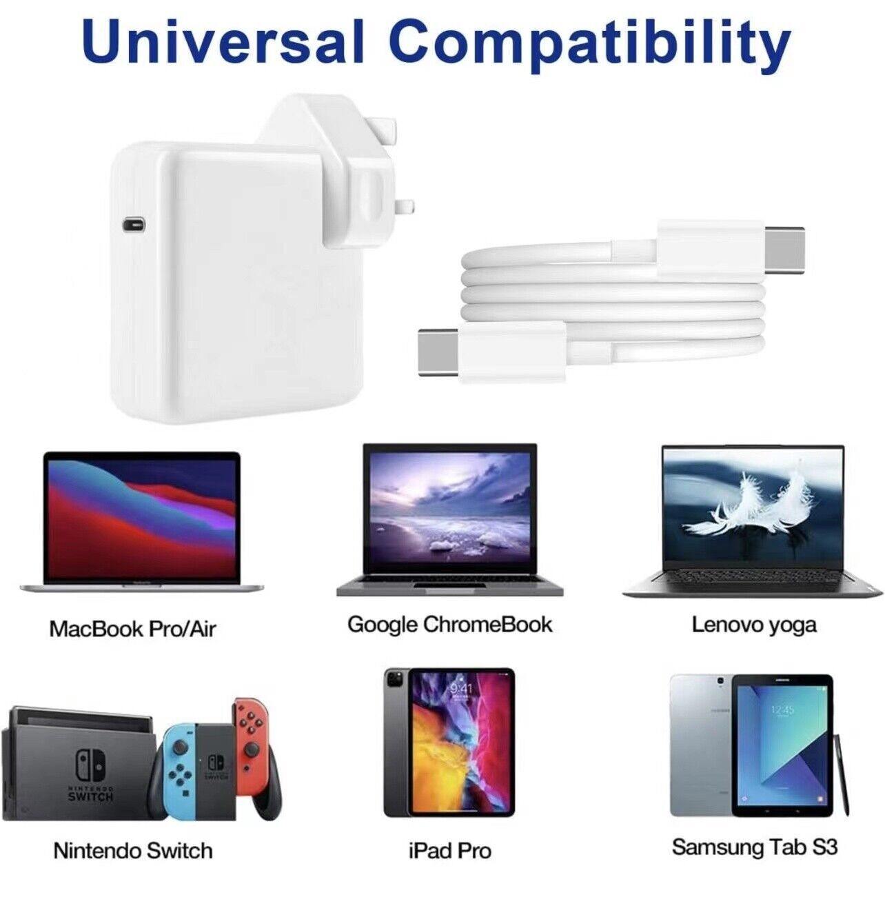 87W USB C Type C Fast Charger Power Adapter Compatible With Book Pro Uk Plug - The Peppermint Room