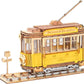 Robotime Rolife vintage wooden 3D tram model puzzle toy for kids