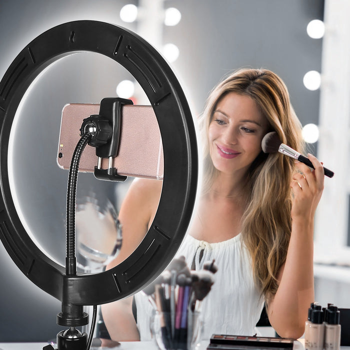 10in LED Selfie Ring Light Dimmable 120 LEDs Makeup Ring Lights With Adjustable Tripod Stand Cell Phone Holder USB Powered For YouTube Video Live Stream Makeup Photography - The Peppermint Room