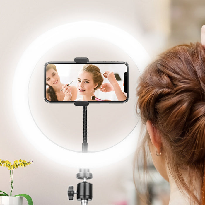 10in LED Selfie Ring Light Dimmable 120 LEDs Makeup Ring Lights With Adjustable Tripod Stand Cell Phone Holder USB Powered For YouTube Video Live Stream Makeup Photography - The Peppermint Room