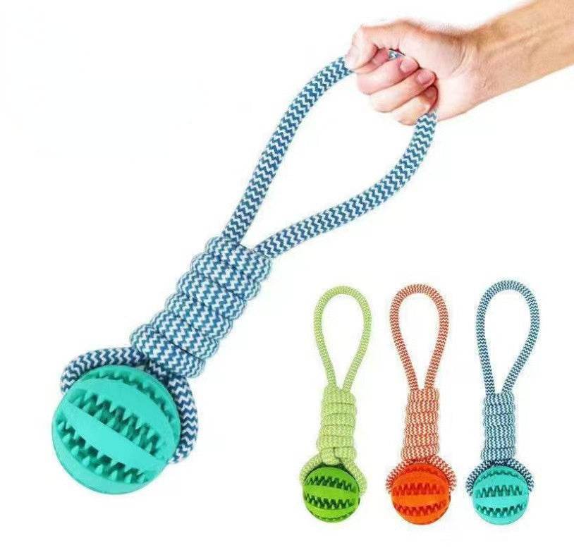 Interactive dog treat balls with hemp rope, chew-resistant and dental-cleaning dog toys for small dogs