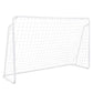 8' x 5' soccer goal with white powder coated steel frame and nylon net for training and play