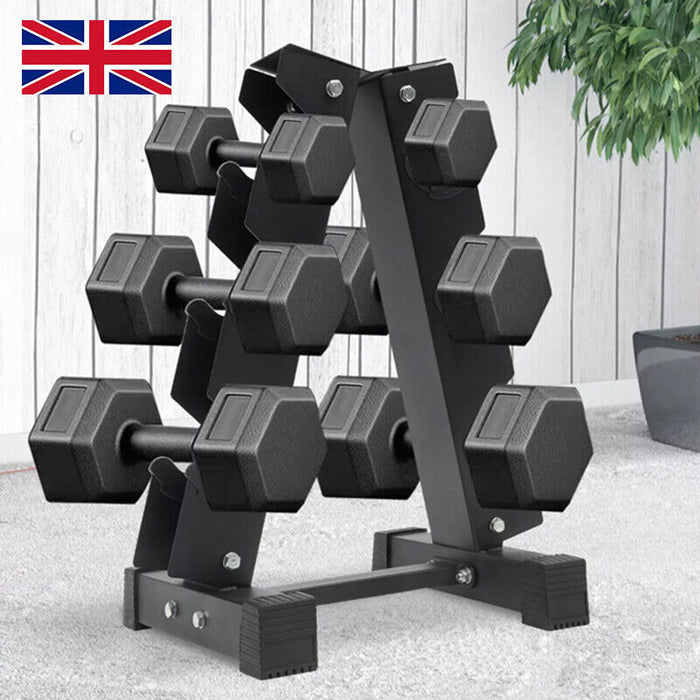 3Tier Dumbbell Rack Storage Stand Tree Hex Vertical Weight Wide Home Gym Fitness - The Peppermint Room