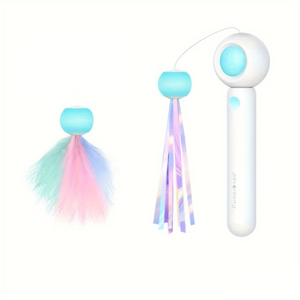 Cat Teaser Stick, Retractable Cat Wand With Replacement Head, Cat Feather Toy, Cat Interactive Toy For Indoor Cats For Relief Boredom And Exercise - The Peppermint Room