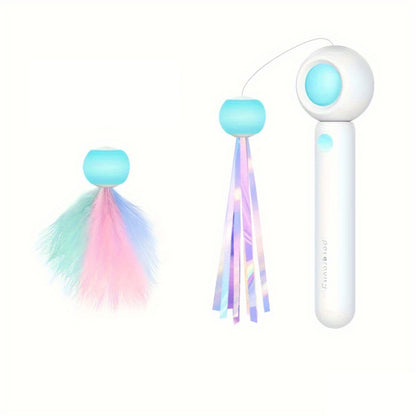 Cat Teaser Stick, Retractable Cat Wand With Replacement Head, Cat Feather Toy, Cat Interactive Toy For Indoor Cats For Relief Boredom And Exercise - The Peppermint Room
